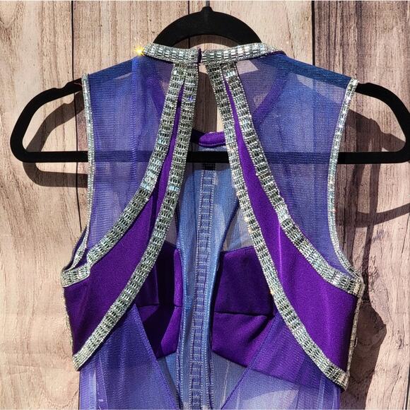 NWT Vienna Prom Purple & Blue Gemstone Embellished Halter Gown, Sz 4 - Picture 7 of 11